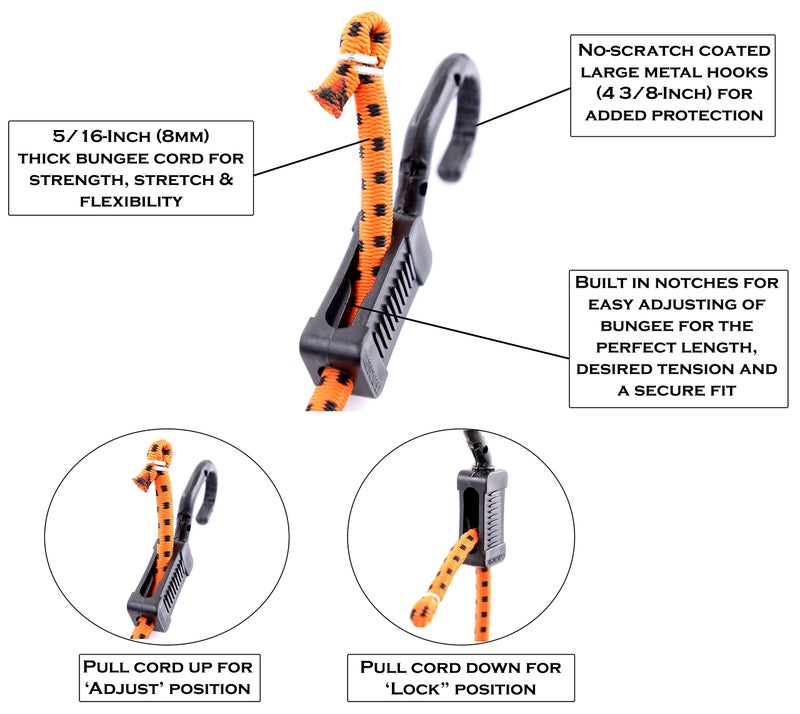 Kotap MABC-18 All- Purpose Adjustable Bungee Cords with Hooks, 18-Inch, Orange/Black, 10 Count - Image 4